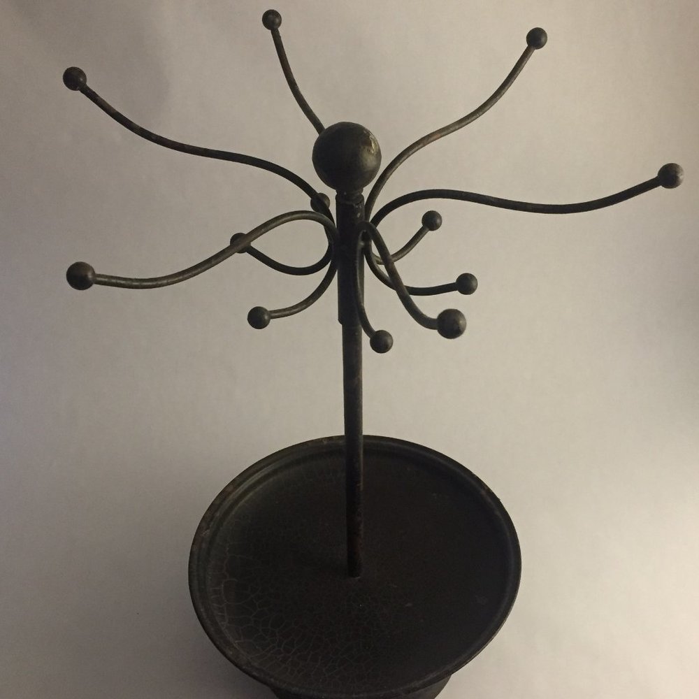 Shabby Chic Black Metal Jewelry Tree